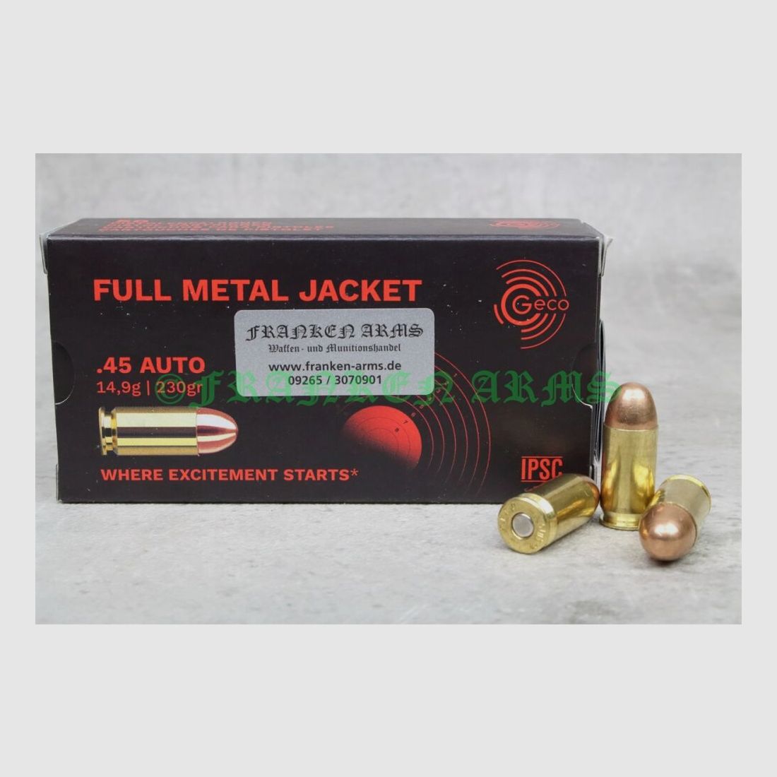 Geco .45 Auto Vollmantel 230gr. 14,9g 50 Stück Staffelpreise