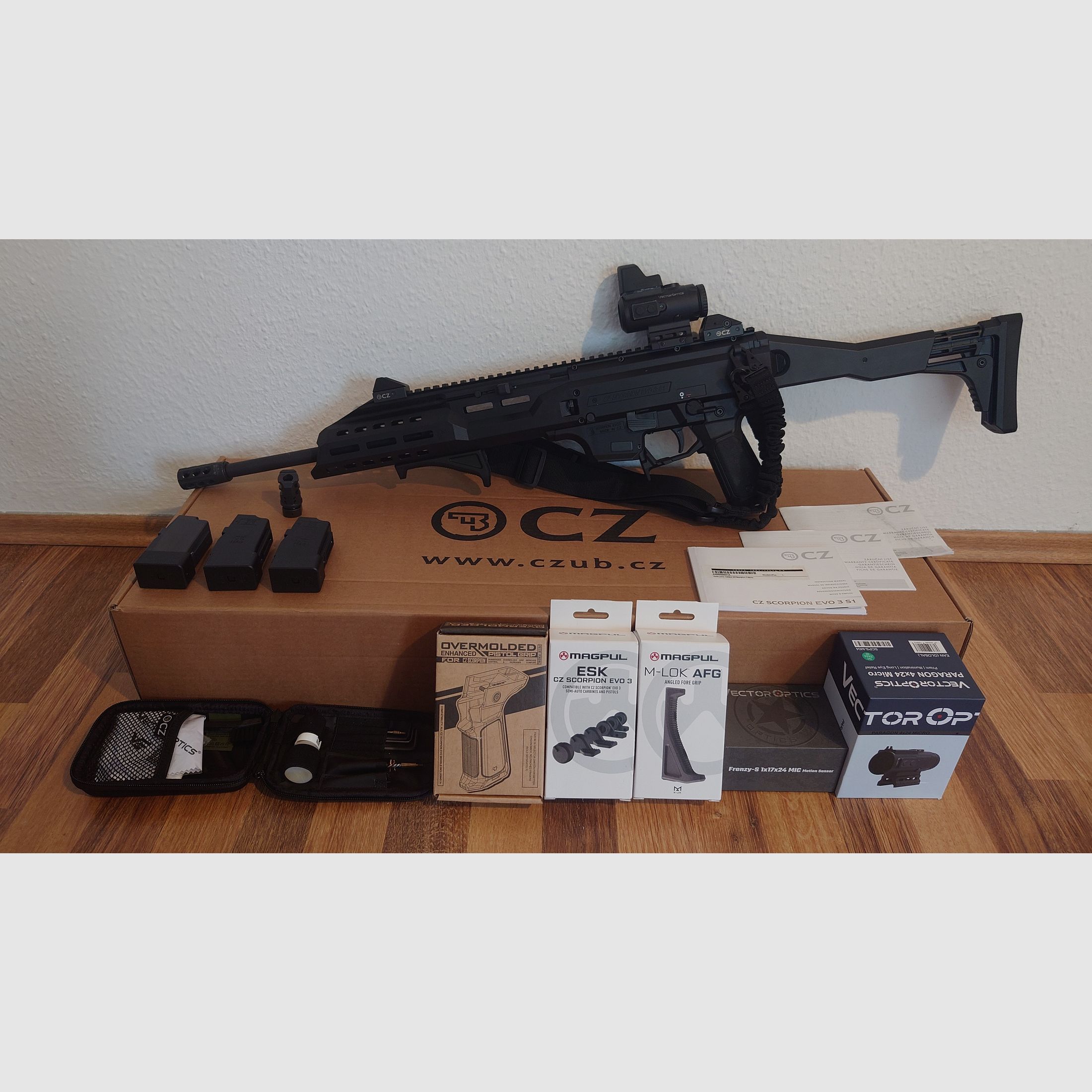 SLB CZ Scorpion EVO3 S1 Carbine (PCC), caliber 9x19 (9mm Luger), sportingly approved