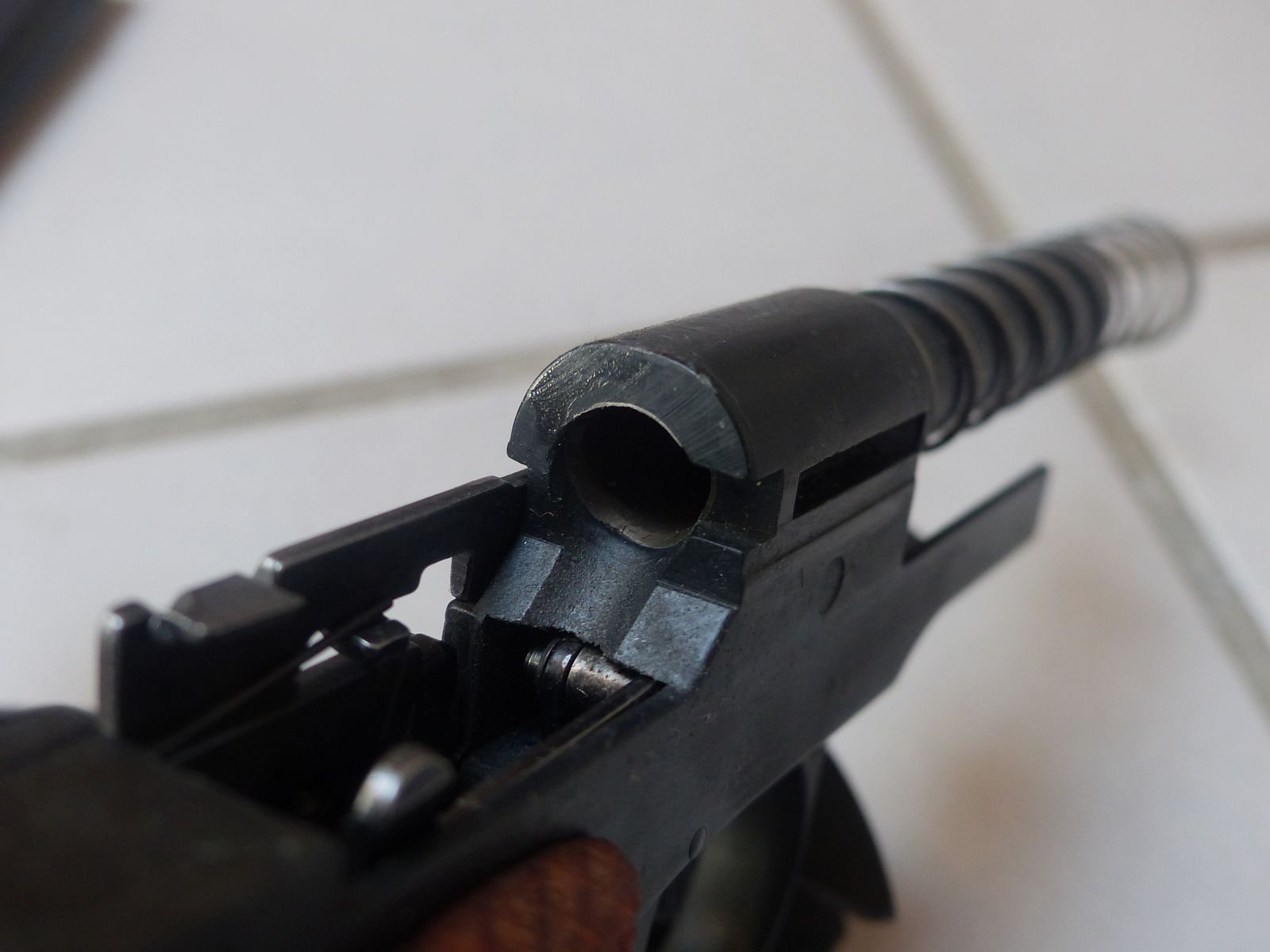 RECK COMMANDER (small 1911) Cal. 8mm k West Germany with magazine, blank firing adapter A, wooden grip panel