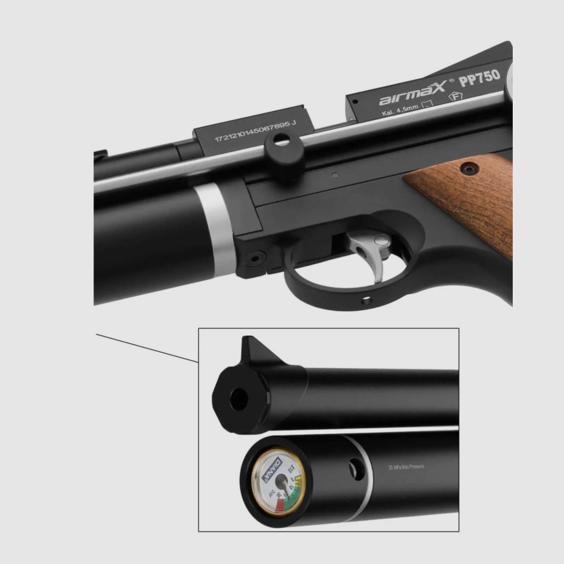AirmaXPP750 LP compressed air pistol caliber 4.5 mm diabolo (P18)