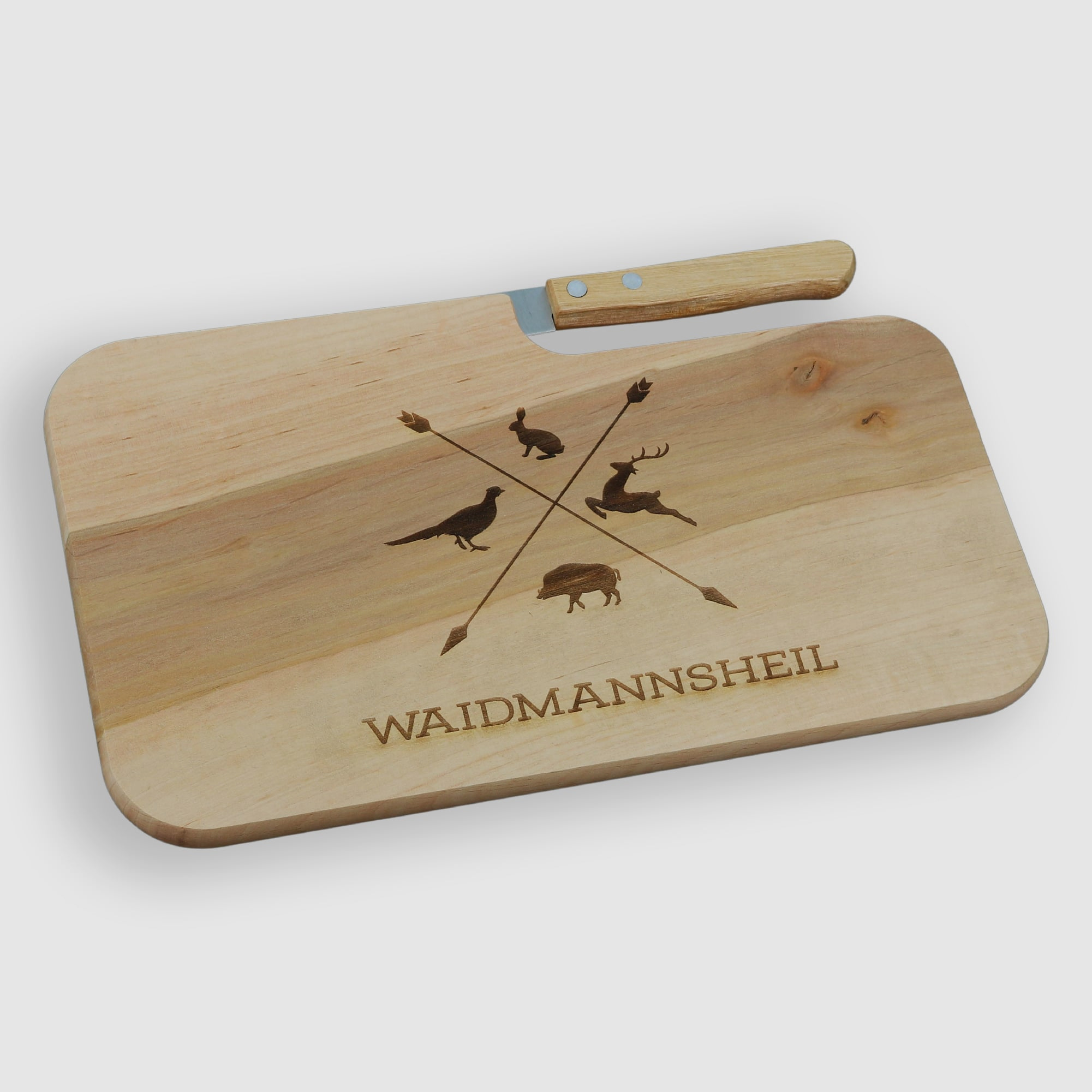 Tabla de desayuno con cuchillo