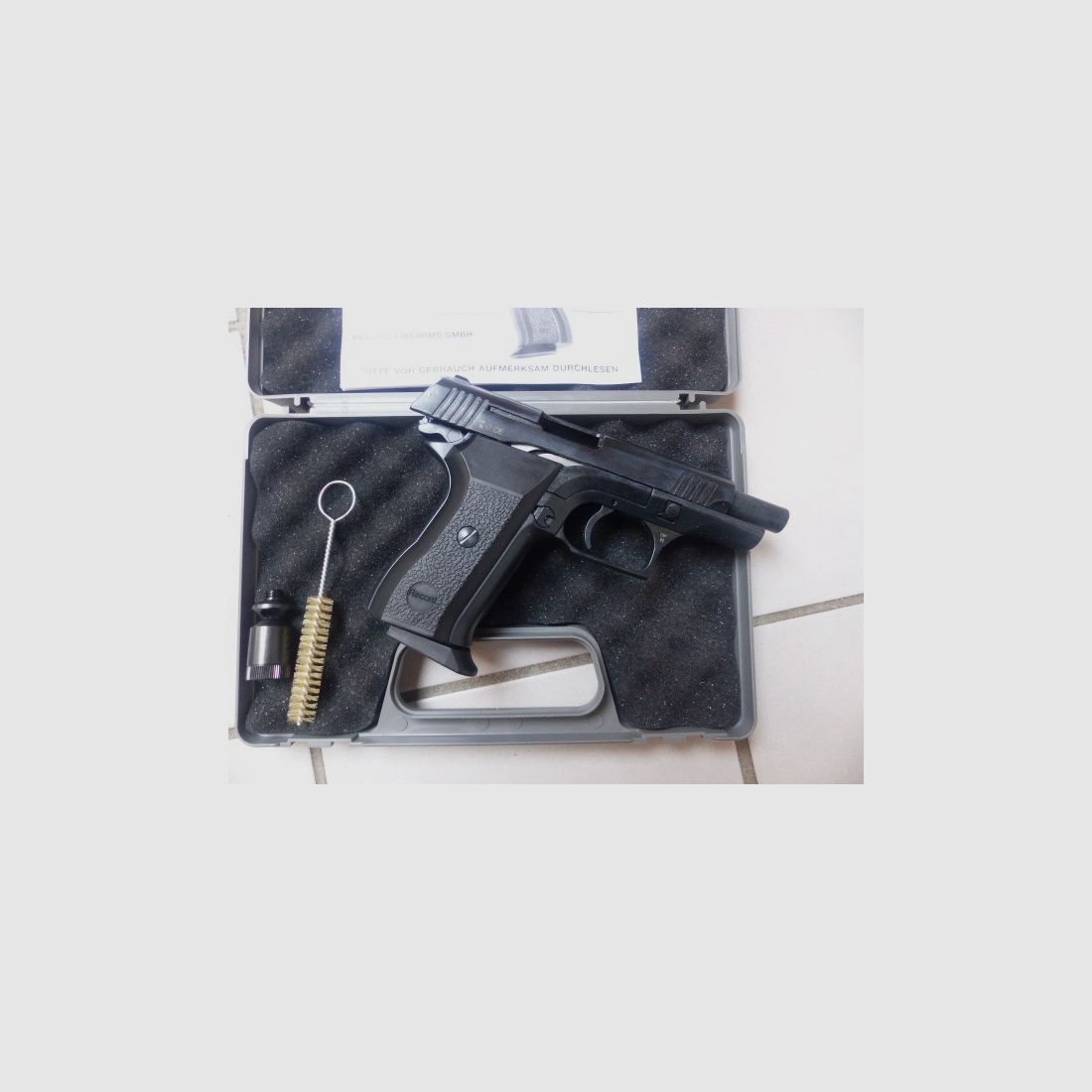 Record 2015 Cal. 9mm PAK New with case, blank firing adapter, brush, manual from collection plus 50 rounds of ammunition