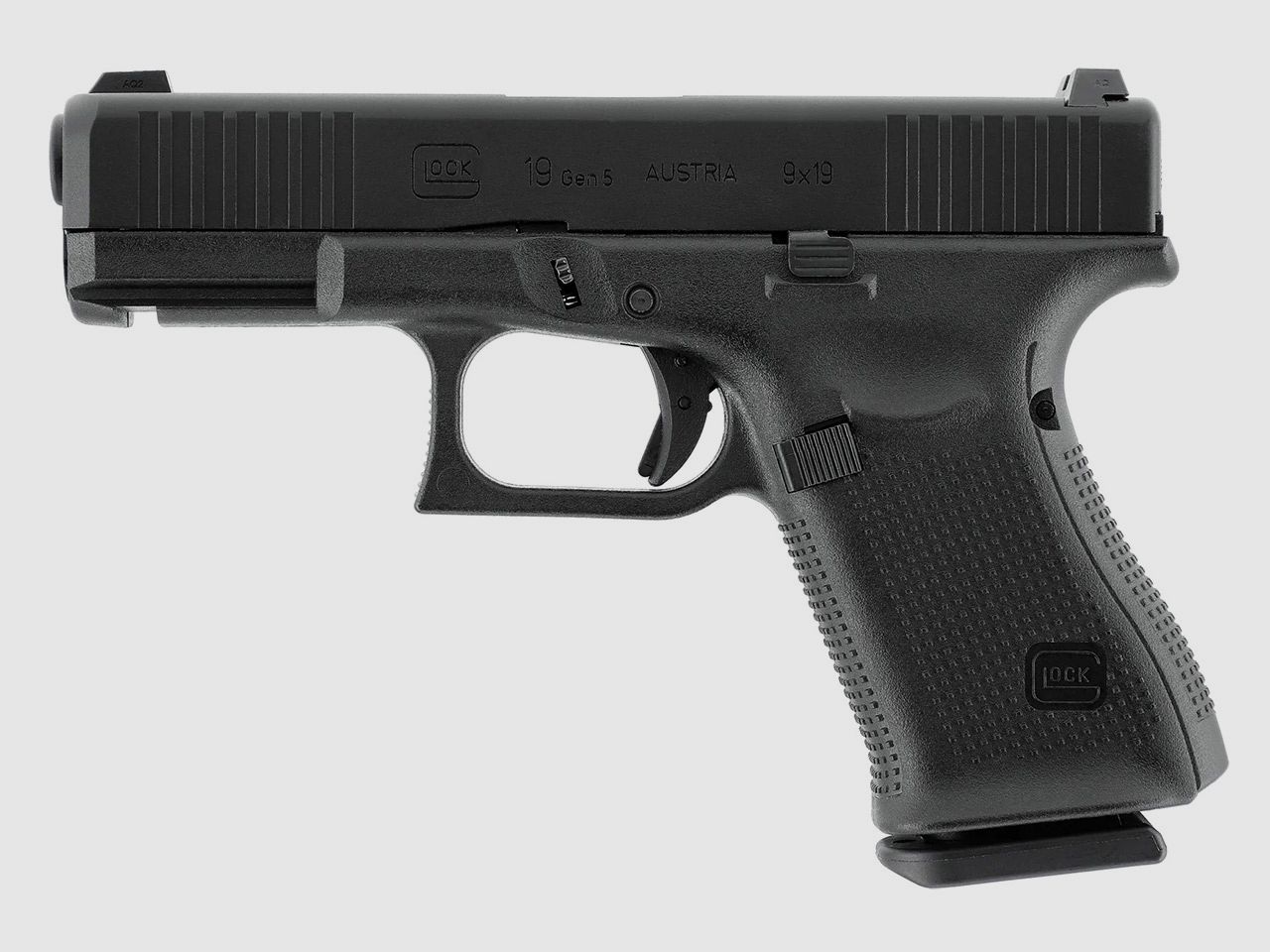 Gas Softair Pistole Glock 19 Gen5 Blow Back Metallschlitten Kaliber 6 mm BB (P18)