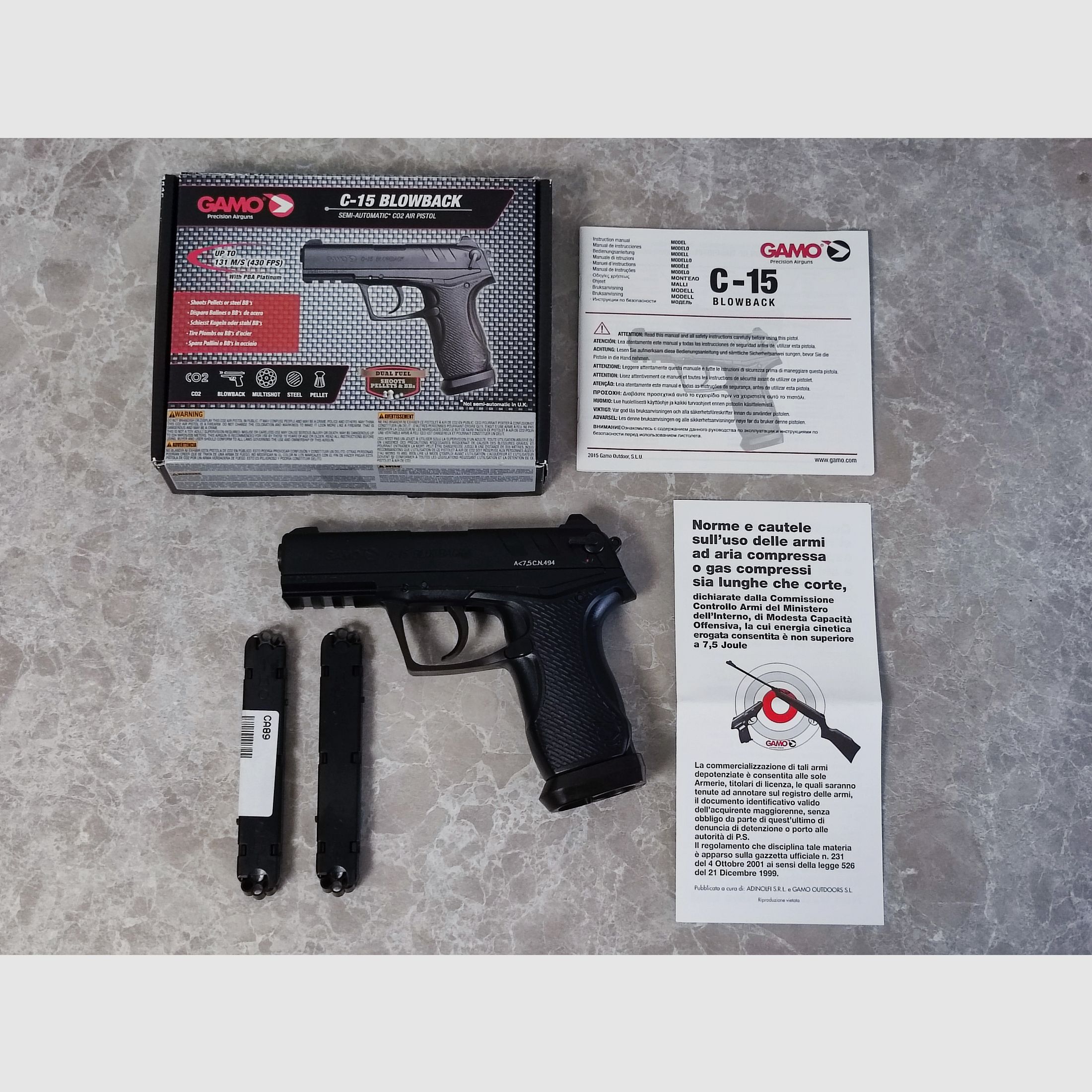 NEU Gamo C-15 Blowback CAL 4,5 schwarz CO2 Gas Pistole
