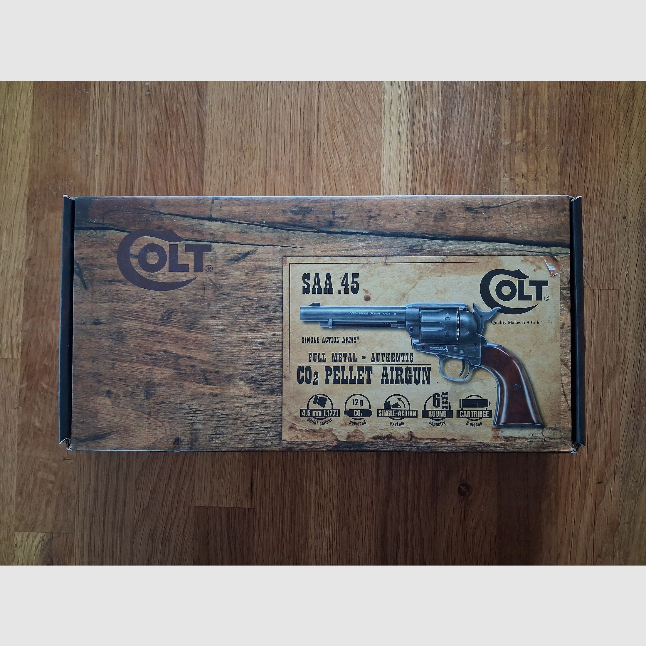 COLT Single Action Army .45 Peacemaker revólver CO2 4,5mm Diabolos, cañón estriado
