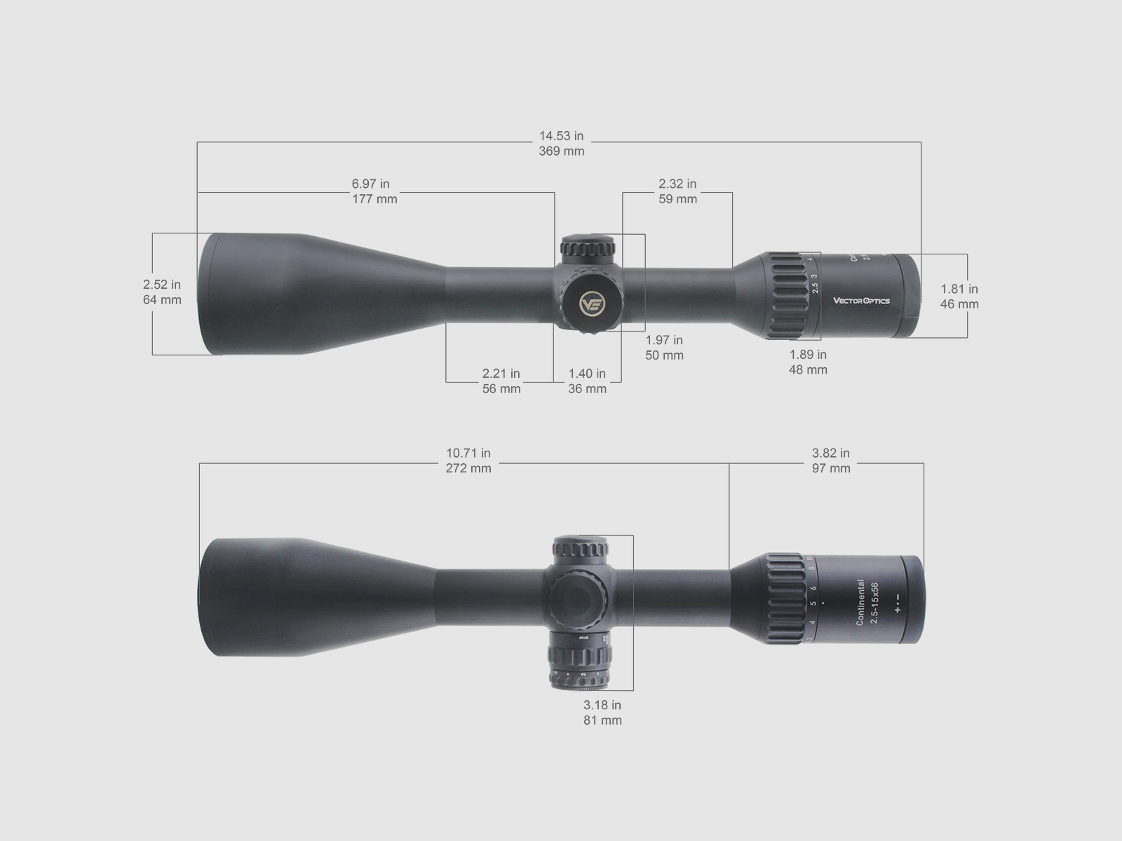 Vector Optics Continental X6 2,5-15x56 visor telescópico, imagen 5 de 6