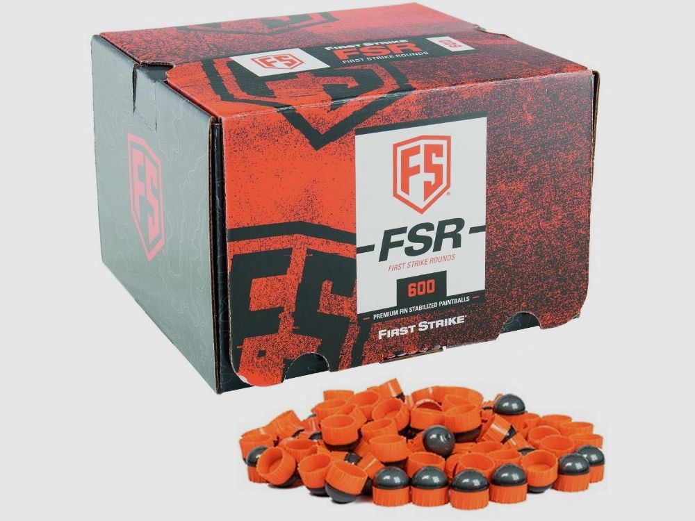 Boîte de Paintballs First Strike 600 coups (gris / orange)