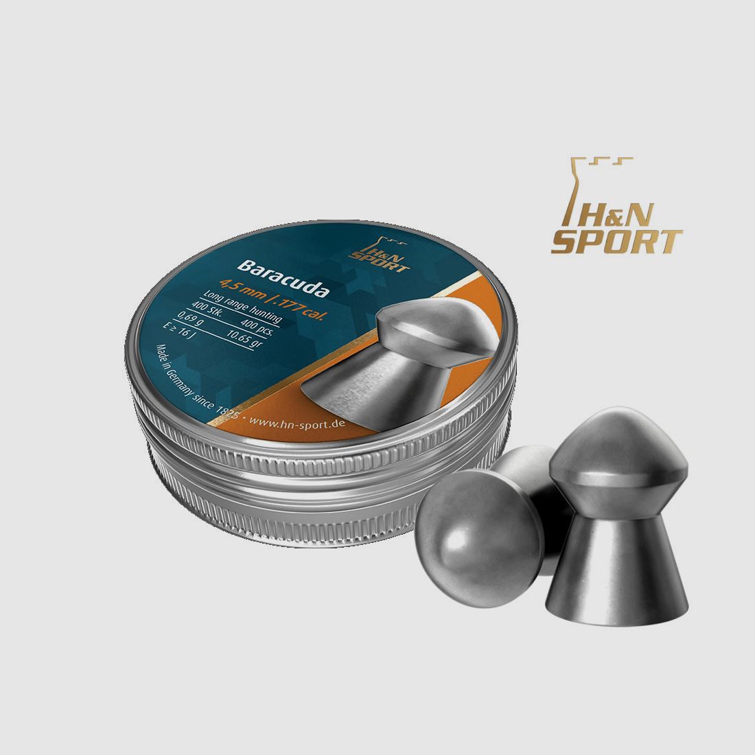 400 StĂĽck Diabolo H N BARACUDA extra heavy, Rundkopf, glatt, 0,69 g, Kal. 4,50 mm
