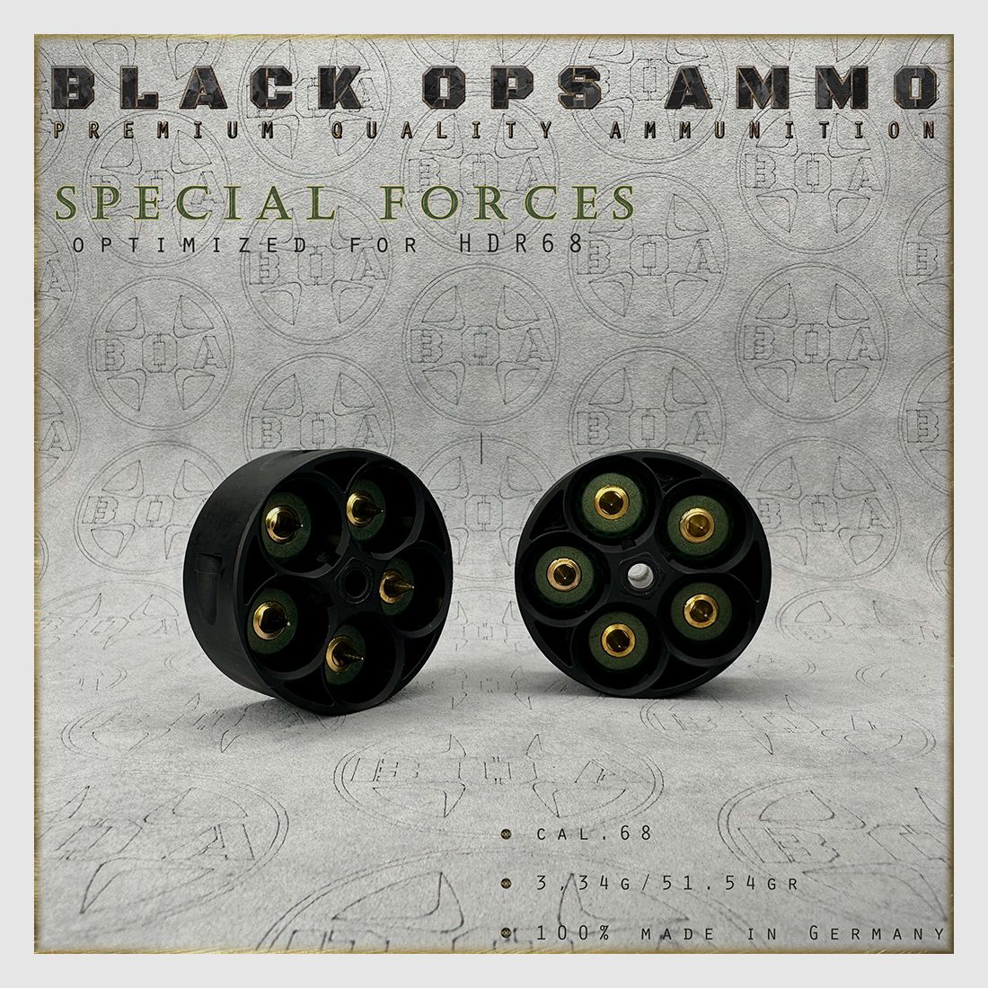 10x + 2 Special Forces BLACK OPS AMMO HDR 68 TR cal.68 ammunition T4E Umarex HDR68 TR68