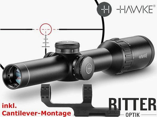 Hawke Zielfernrohr ENDURANCE 30 WA 1-4×24 Tactical DOT MRAD Leuchtabsehen