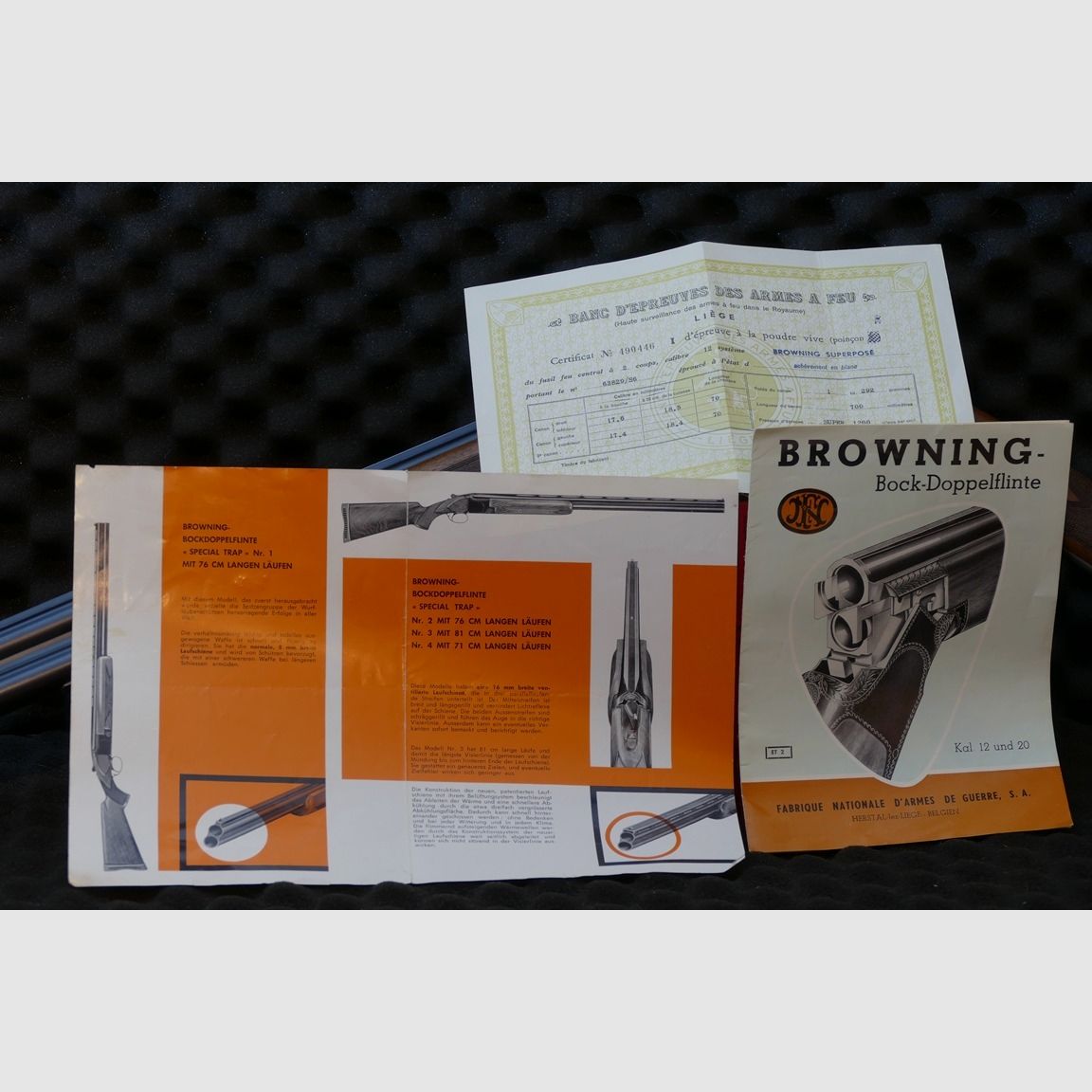 Browning / FN Superposed, Vorläufer der legendären B25, BJ1966 - handeingepasst – Special Trap - inkl. Original Dokumente passend zur Flinte