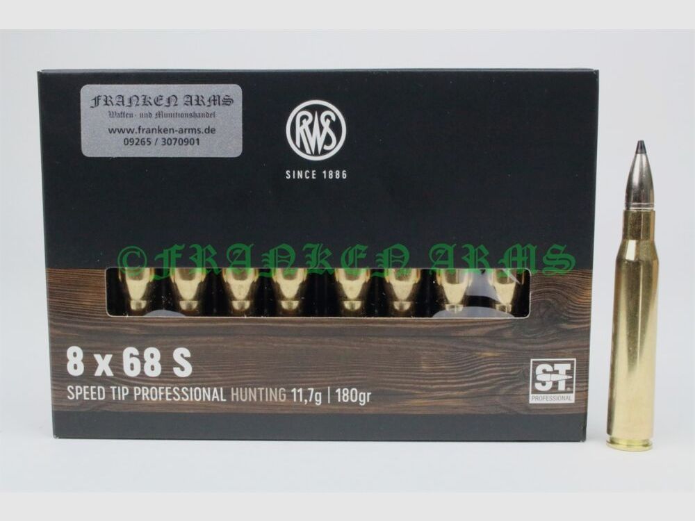 RWS Speed Tip Pro 8x68S 180gr. 11,7g 20 pièces Prix dégressifs