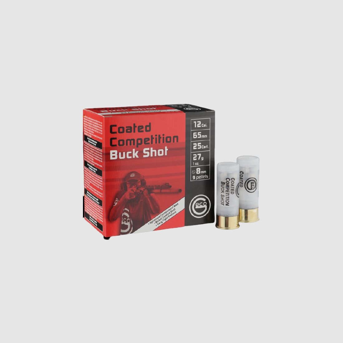 GECO COATED COMPETITION BUCK SHOT - 12/65 - 8MM - 25 PIECES