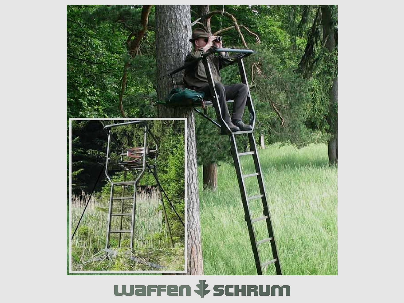 Knobloch Caza Silla Alta de Aluminio Universal Silla de Árbol Altura: 2,40 m / Bandeja de Almacenamiento Peso: 17,5 kg