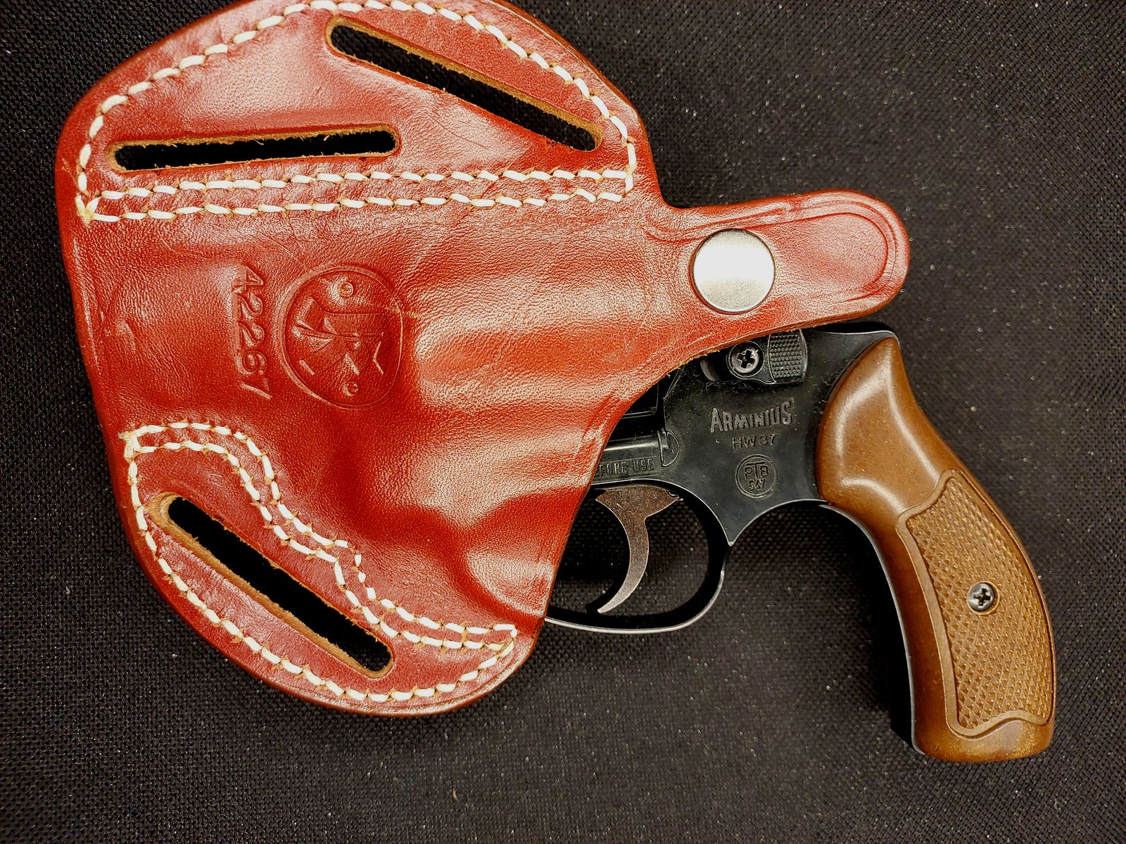 Weihrauch HW37 Kal. 9mm R.K. (PTB 887) Arminius HW 37 Schreckschuss Revolver mit Lederholster