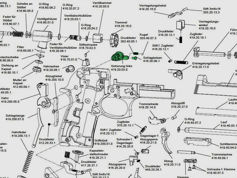 Sicherung links montiert fĂĽr Umarex CO2 Pistole Beretta 92 FS, Ersatzteil
