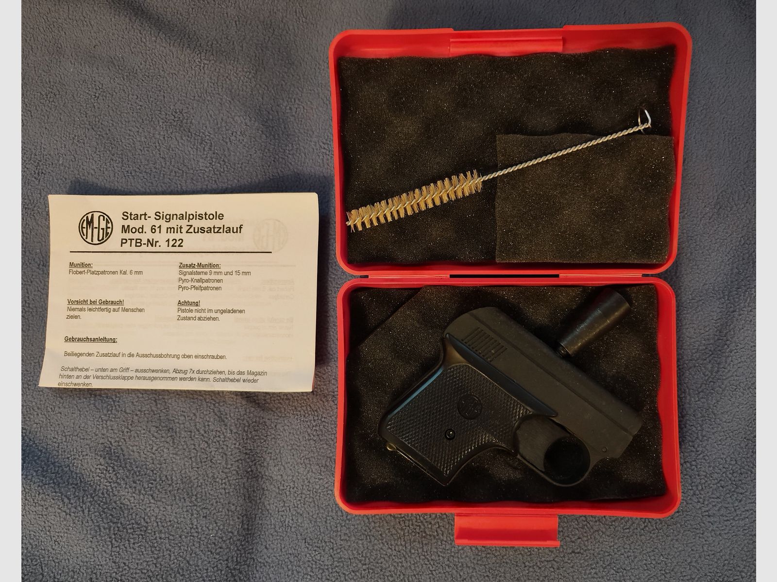 EM-GE 61 Startpistole 6 mm matt brüniert Signalpistole mit Zusatzlauf