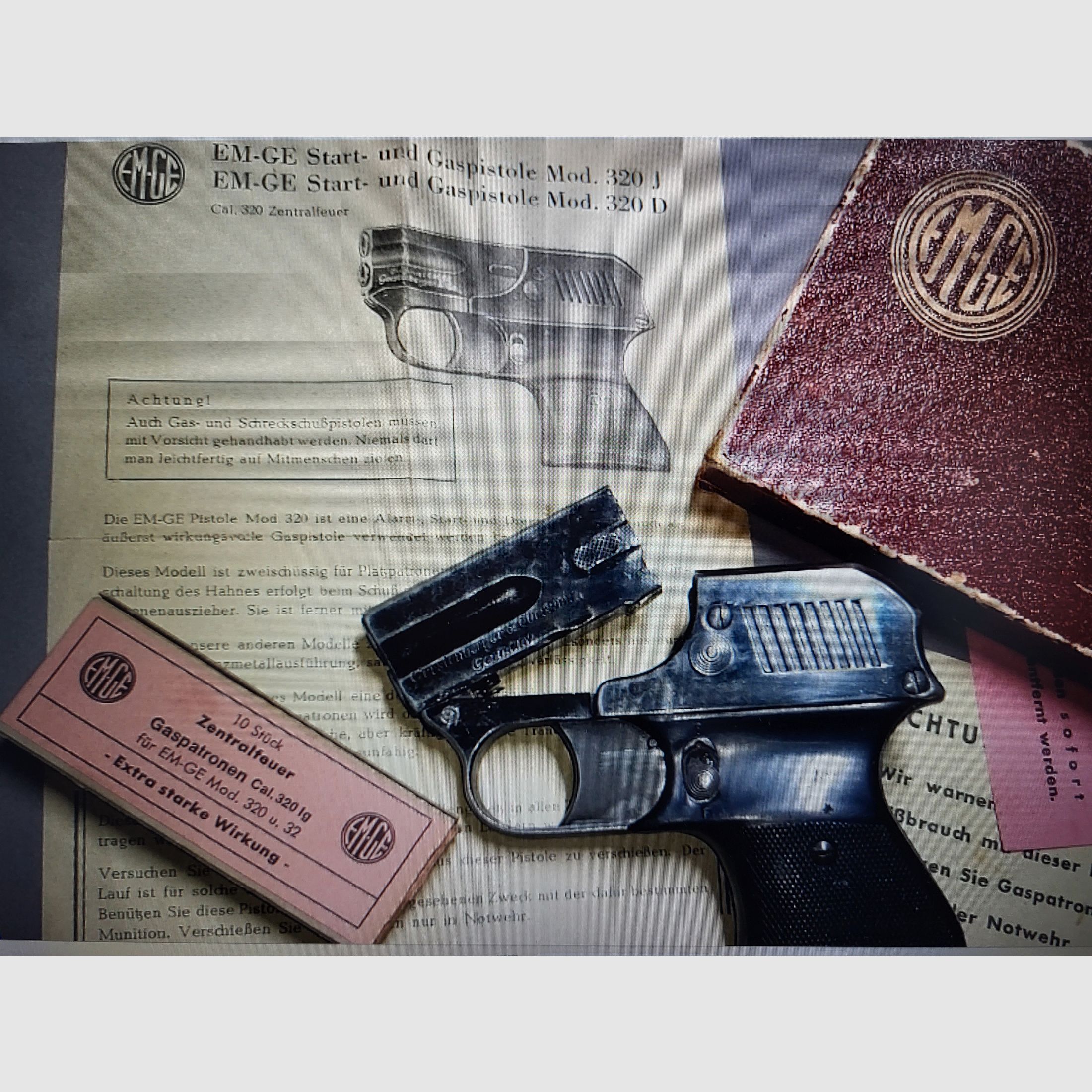 Coleccionista Pistola de gas Original EM - GE Gerstenberger & Co - Doble cañón - Derringer - Años 1950