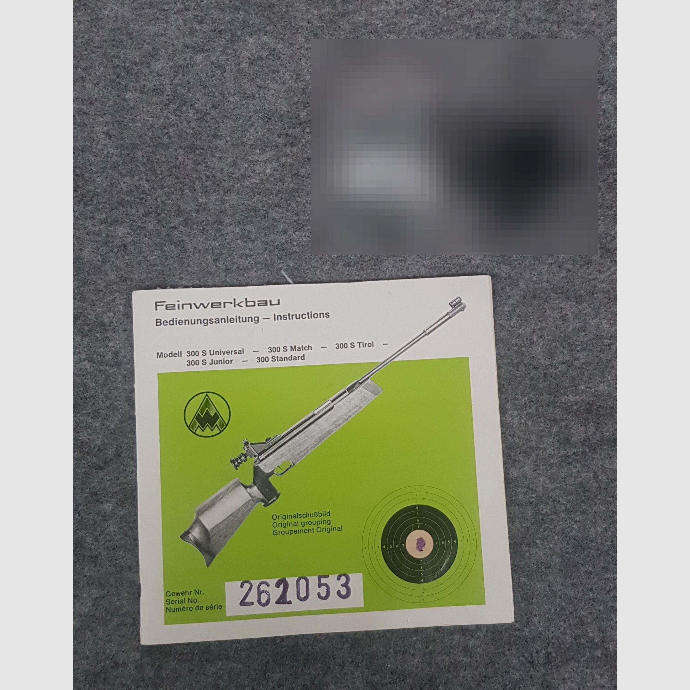 Feinwerkbau FWB Mod. 300S 300 Zubehör Diopter Beschreibung Bedienungsanleitung Luftpistole Luftgewehr KK Gewehr Co2 Pistole siehe Beschreibung. Preis ab