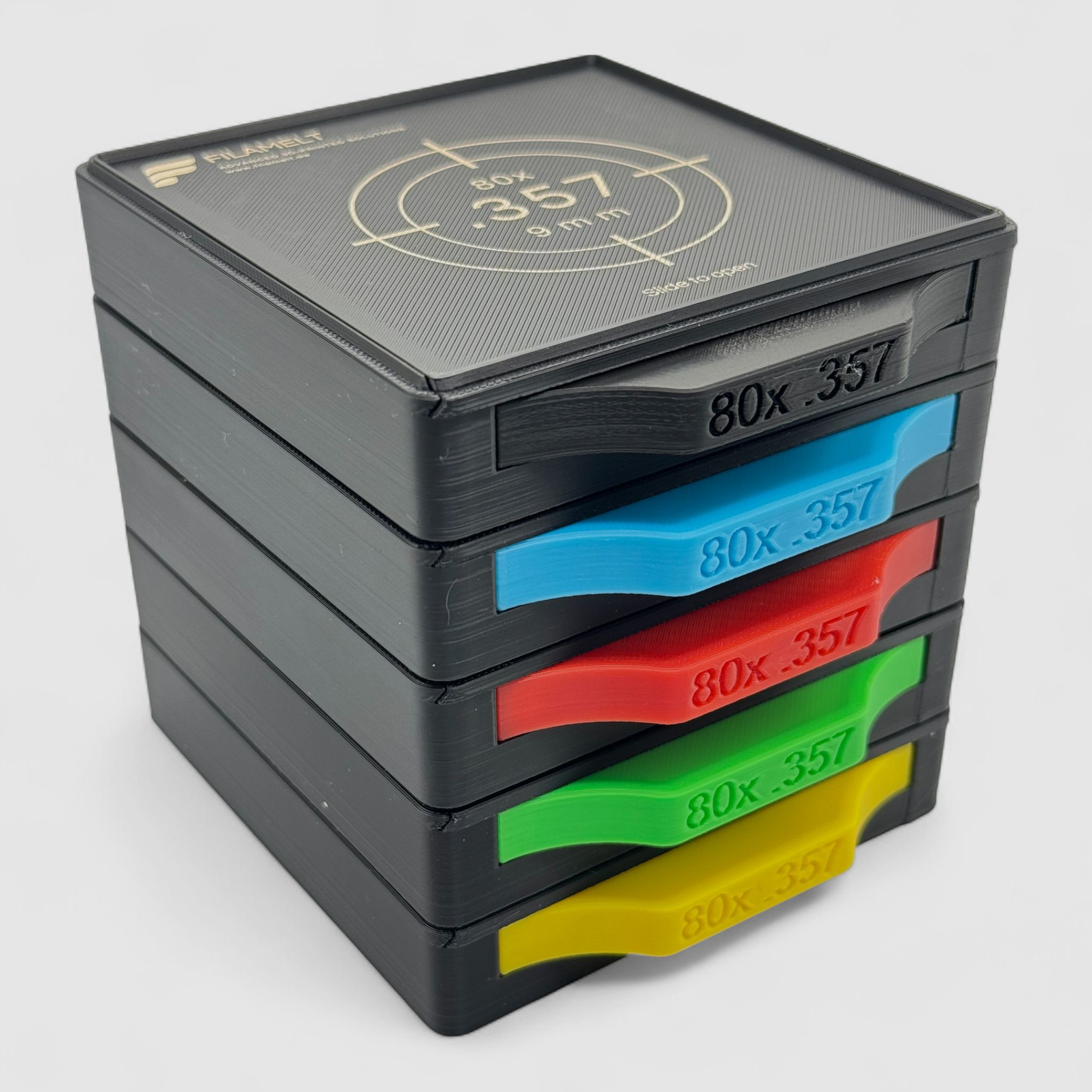 Diabolo-Box für 80x .357 / 9 mm – Praktisch, stapelbar, wiederverwendbar. Matchbox