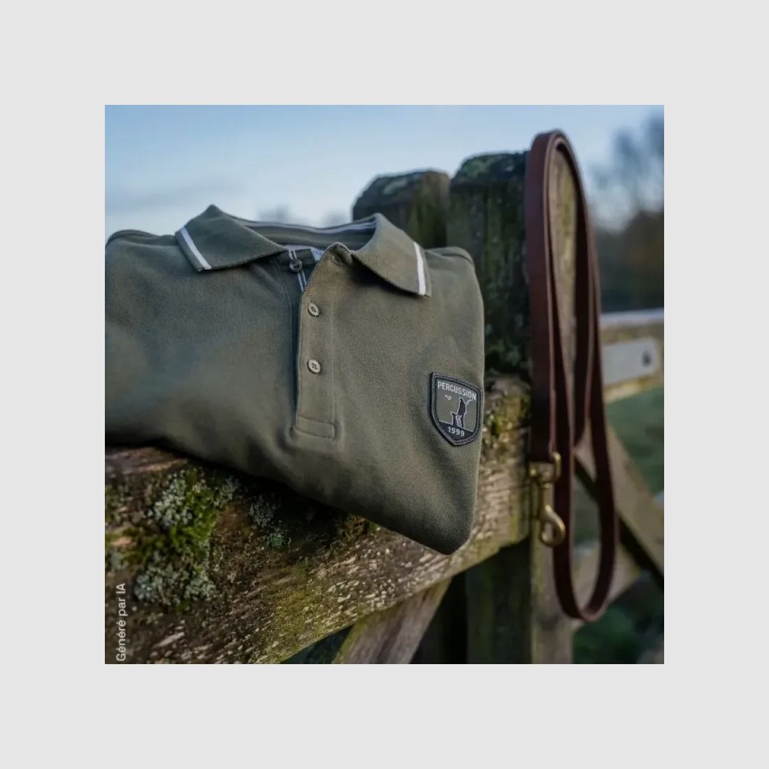 Polo Percussion mit langen Ärmeln bestickt Logo khaki, Bild 5 von 6