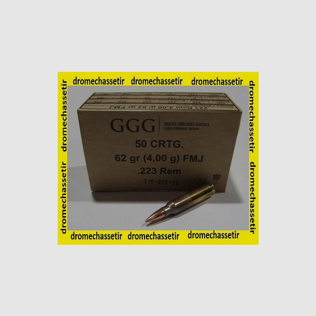 Box mit 50 Patronen GGG, Kal. 223 Rem, 62 gr FMJBT