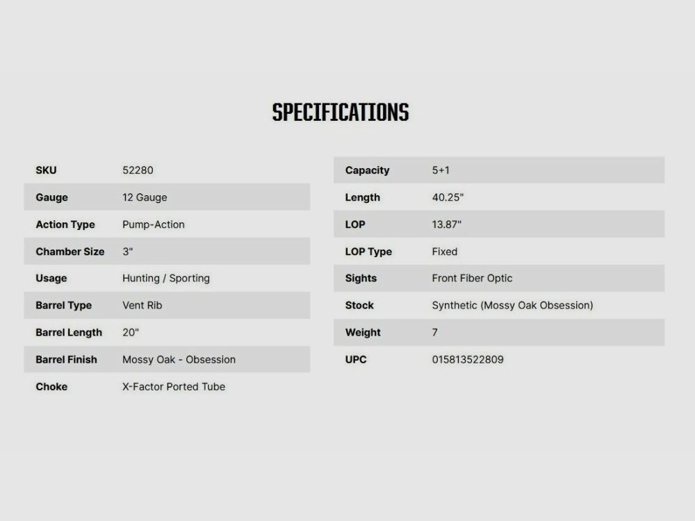 Mossberg 500 Turkey 20" Mossy 12/76