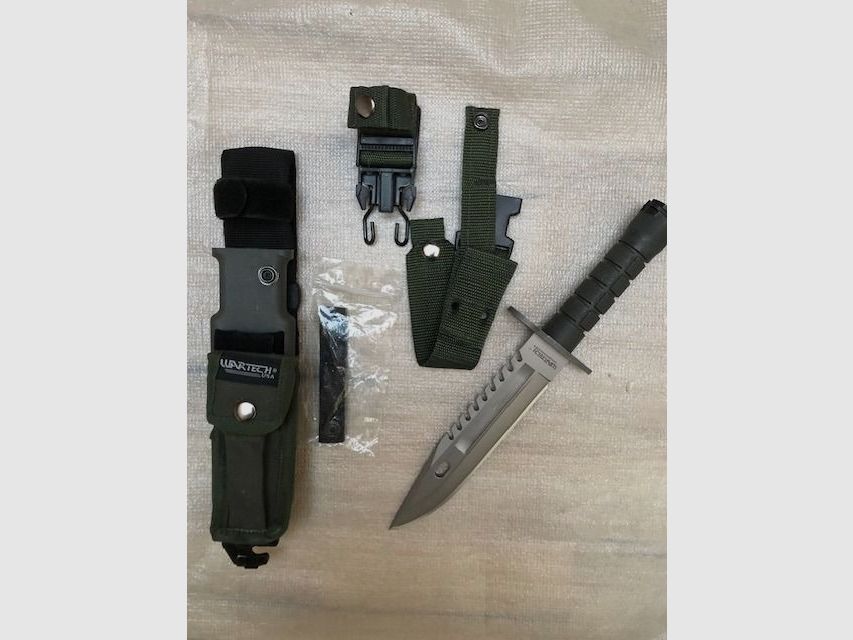 Couteau de survie/bayonnet avec gaine en nylon, ABS, poche et fixation de ceinture