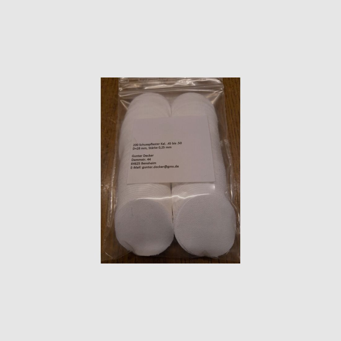 Schusspflaster Vorderlader Kal. .44 bis .50 Ø 28mm Durchmesser, Stärke 0,25mm 0,010nch