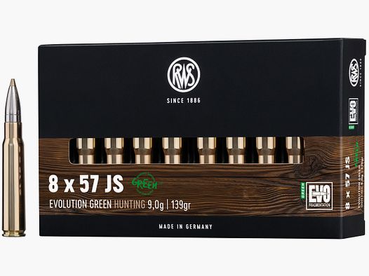 RWS Büchsenpatronen Evolution Green 8x57 IS. 139 grains