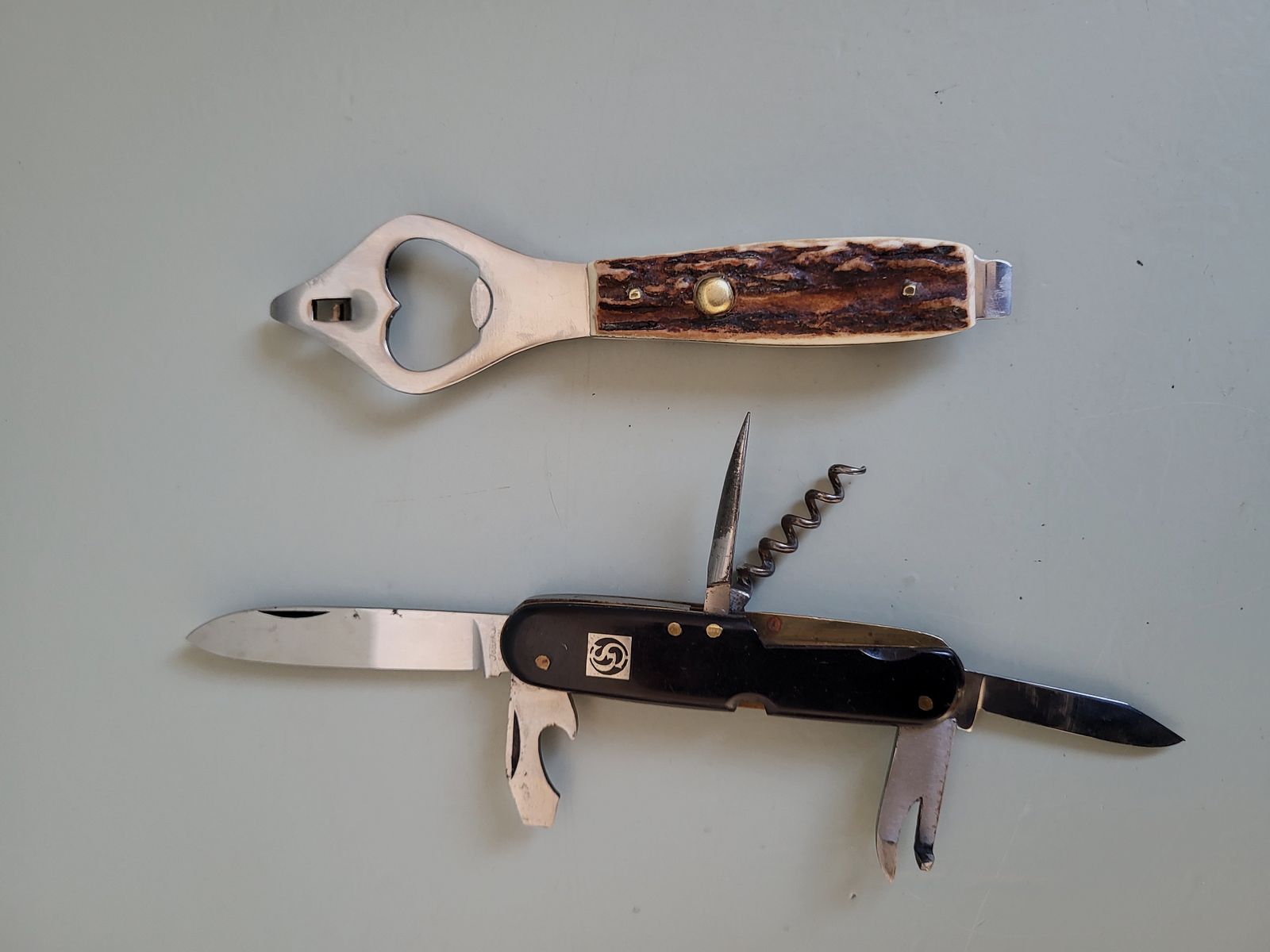 Jowika Solingen - Taschenmesser - Flaschenöffner - Korkenzieher - Hirschhorn - 1970er Jahre