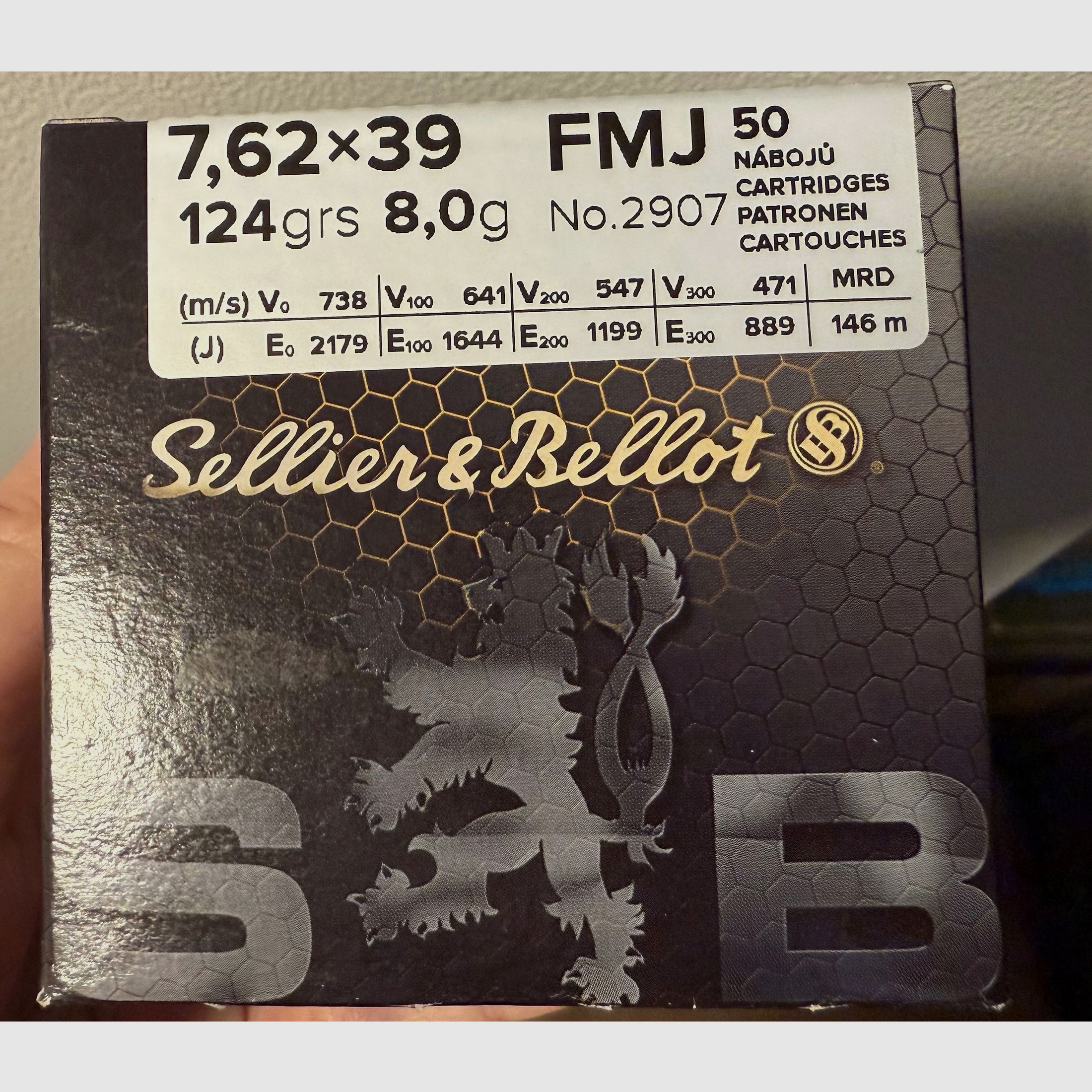 S&B 7,62x39, 124 grs, FMJ (8x) *Nur Abholung*