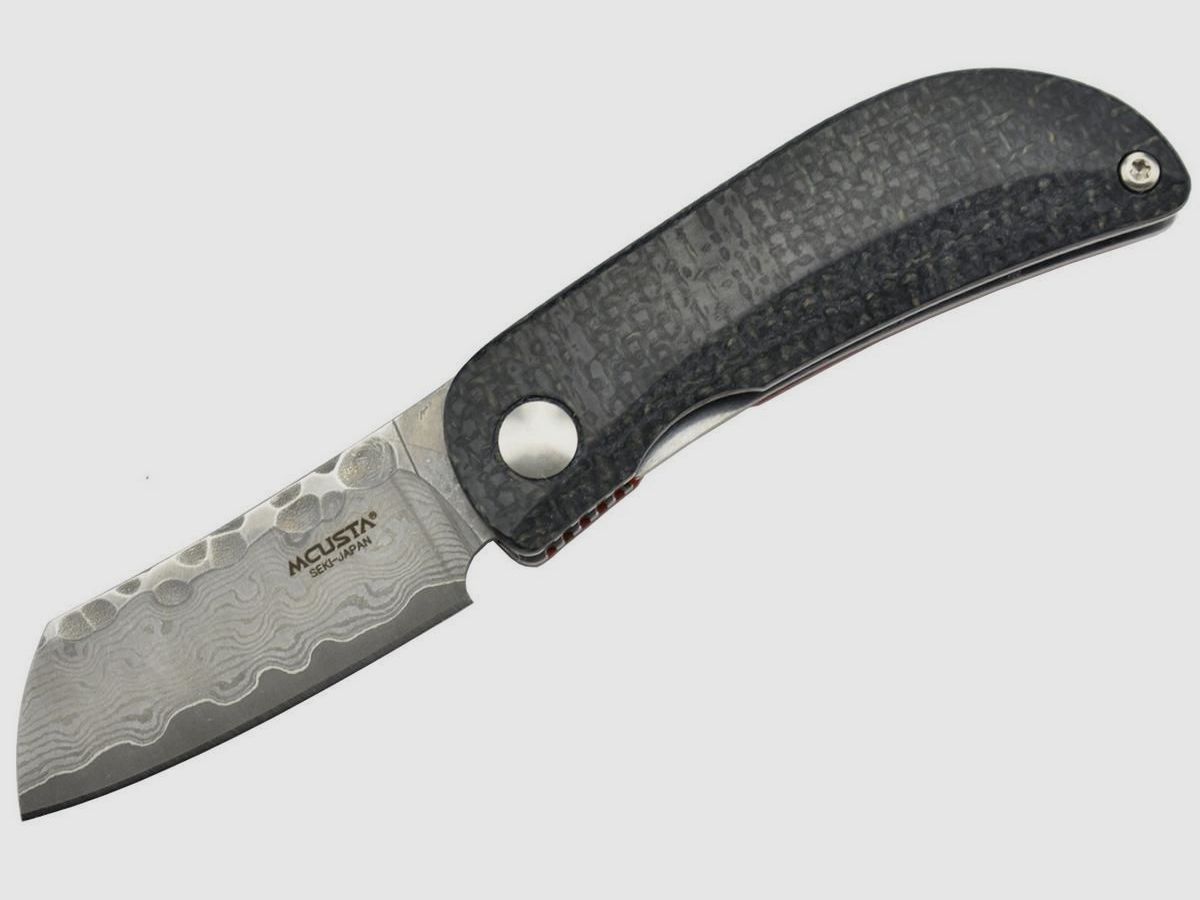 Mcusta MC-211D Petit kleines Taschenmesser aus Damast mit rote und schwarze Griffschalen, Bild 2 von 12