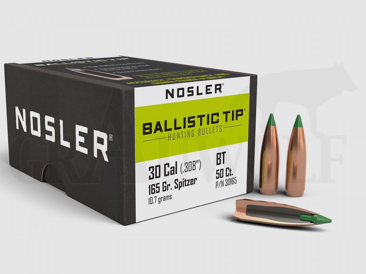 .308 / 7,62 mm 165 gr / 10,7 g Nosler Ballistic Tip Pociski 50 Sztuk