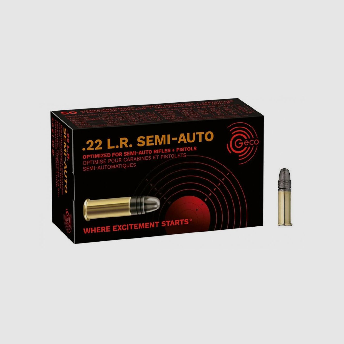 50 Patronen GECO 22 LR 40 Grs SEMI-AUTO, Bild 2 von 2