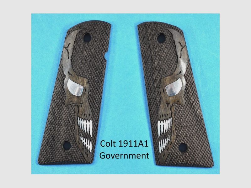 Nussbaum-Target-Griffschalen für Colt 1911A1 Government und Klone mit Totenkopf-Logo