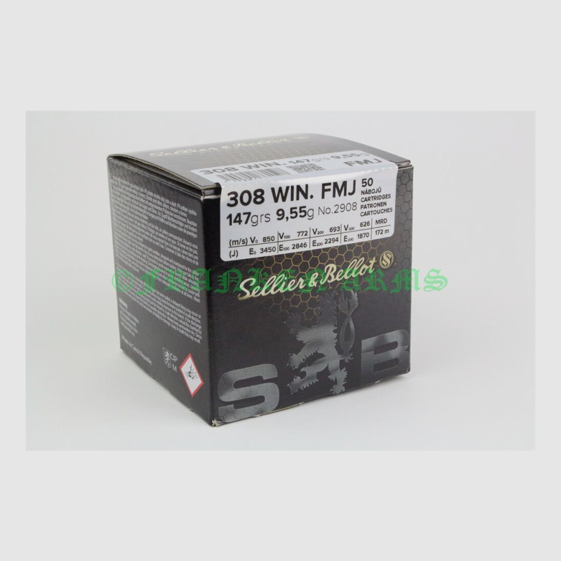 Sellier&Bellot .308 Win. FMJ 147gr. 9,55g 50 piezas precio por cantidad