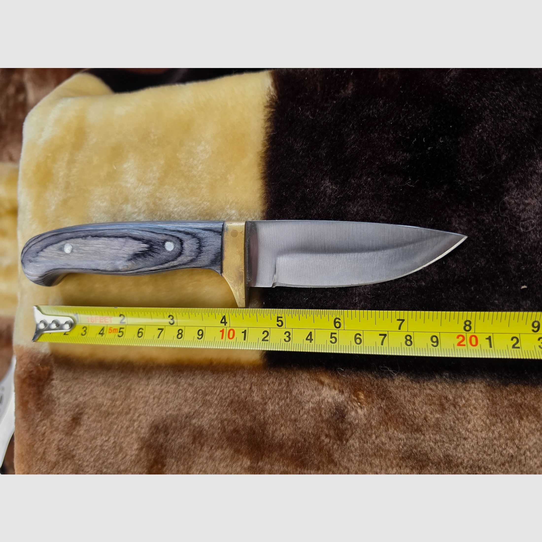 Klassisches Outdoor- & Jagdmesser mit Echtholzgriff und Messing-Knebel – Robustes Allzweckmesser, Bild 2 von 3