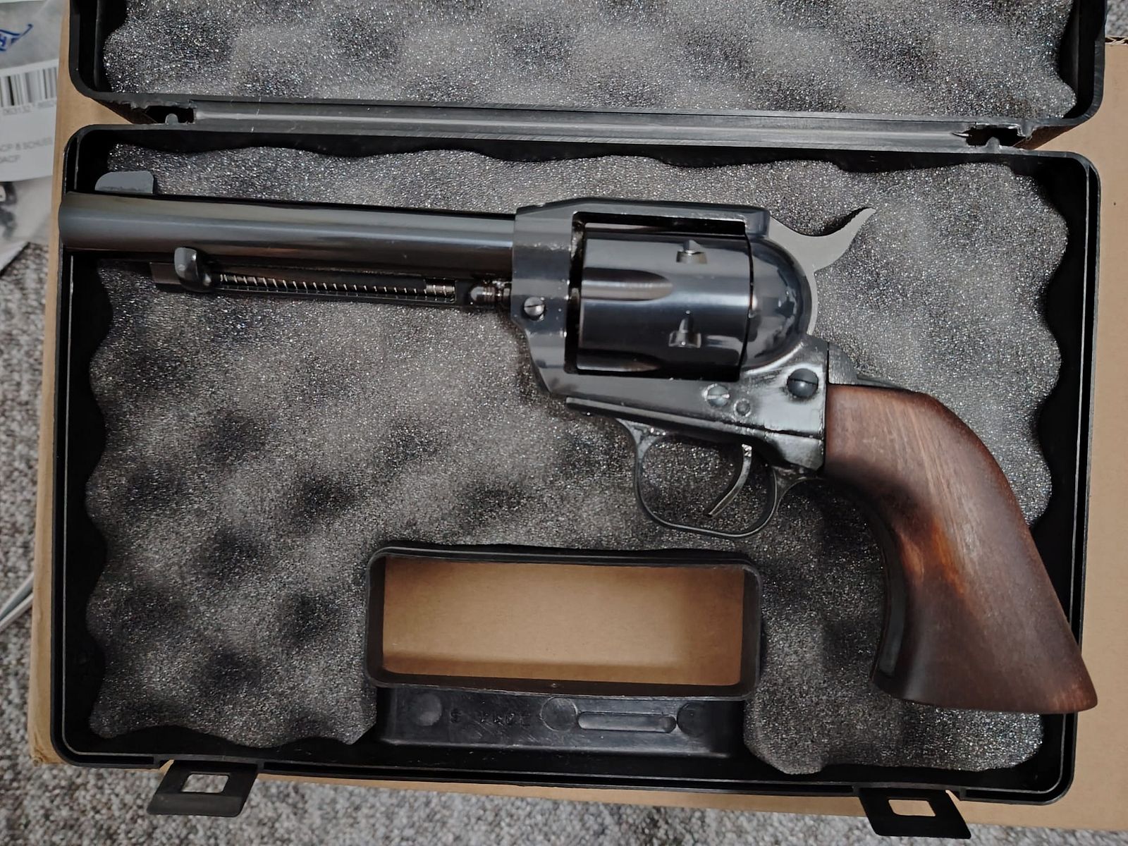 Cuno Melcher ME (Weihrauch) Single Action Army SAA LEP Revolver | 5,5 mm / .22 | incluso set di pezzi di ricambio e 6 bossoli finti in acciaio inossidabile / bossoli da allenamento | NUOVO & OVP