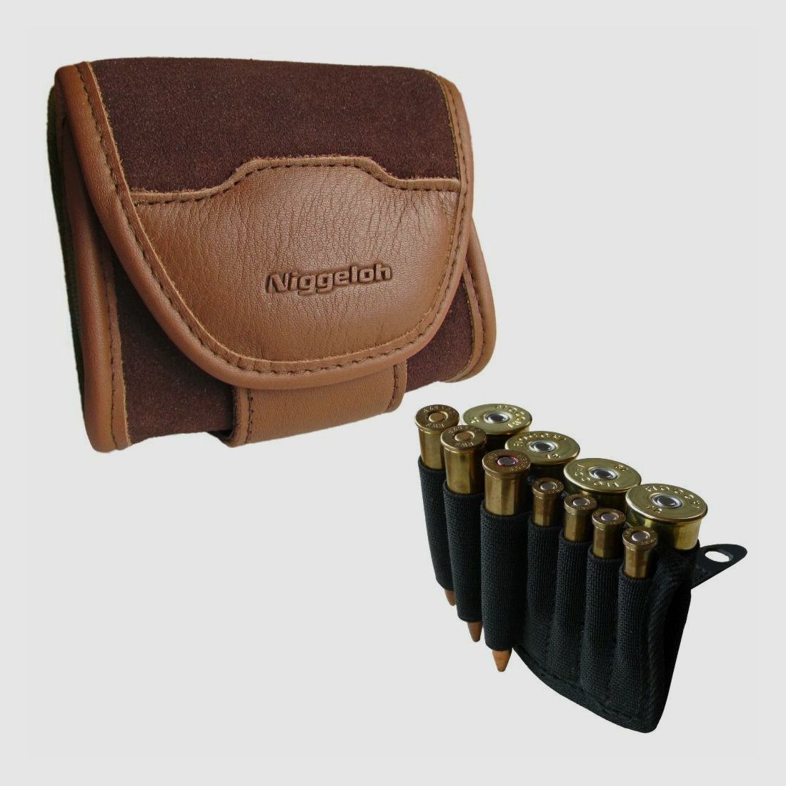 Etui für Patronen mit Einsätzen Niggeloh All-In-One-Case Leder 3 Patronen, 4 kleine Patronen und 4 Hülsen, Bild 1 von 3