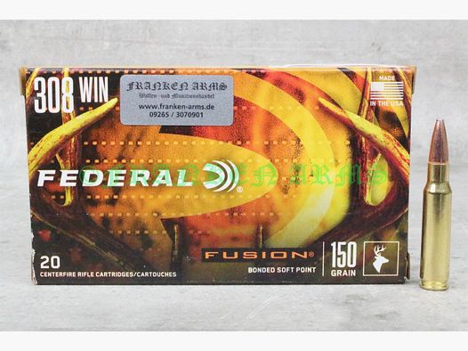 Federal Premium .308 Win. Fusion 150gr. 9,7g 20 Stück 54F308FS1