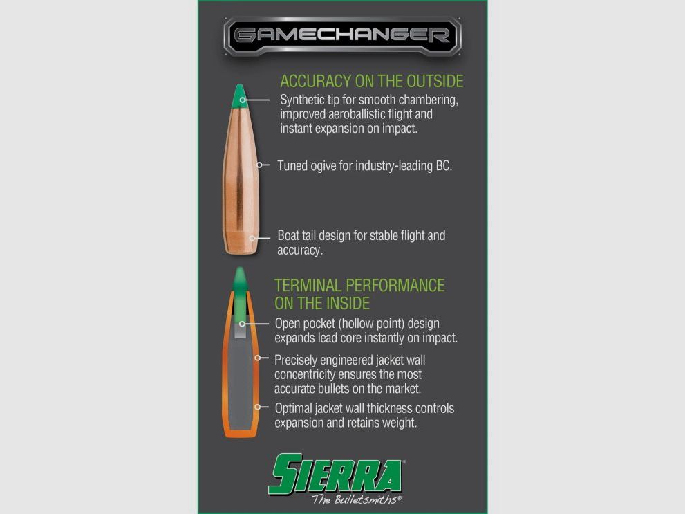 Sierra Geschoss 6,5mm/.264 130GR Tipped Game King Game Changer BT 100 Stück