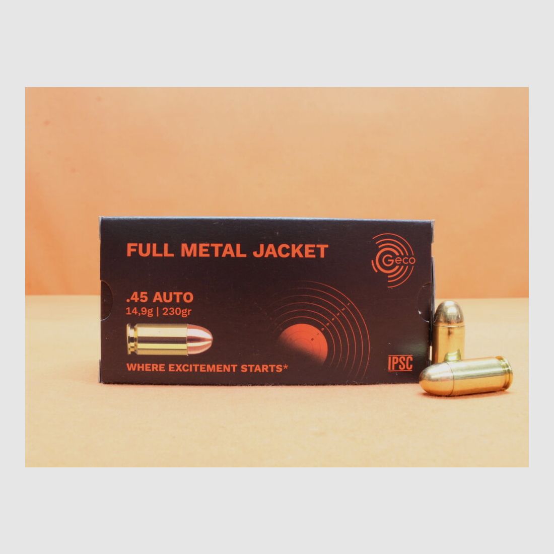 GECO Patrone .45Auto GECO 230grs FMJ (2317714) VE 50 Patronen/ 14,9g Vollmantel