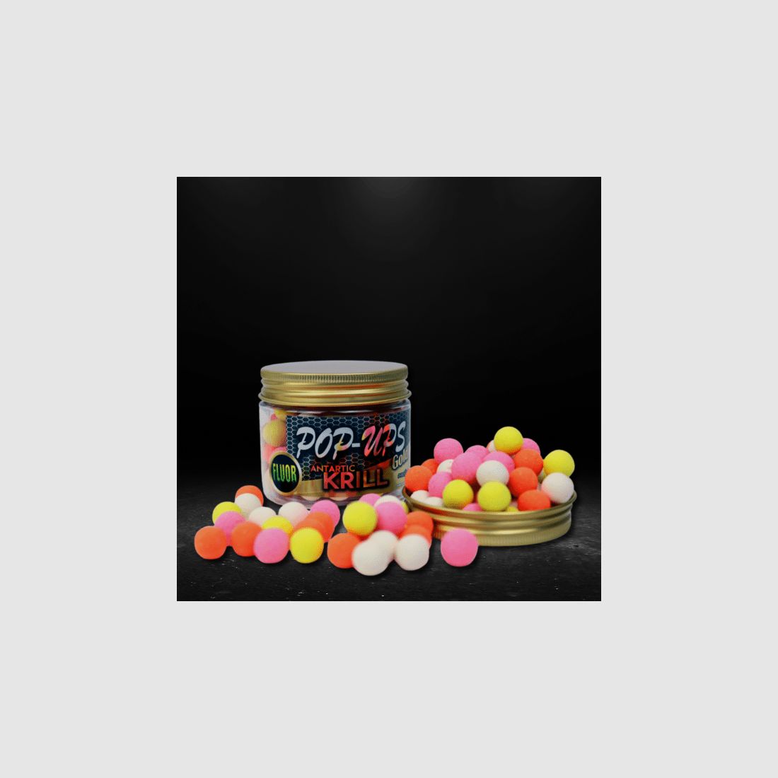 Bouillette Pop Up Fluor Gold Pro Elite Baits Antartic Krill 14/15mm 50g