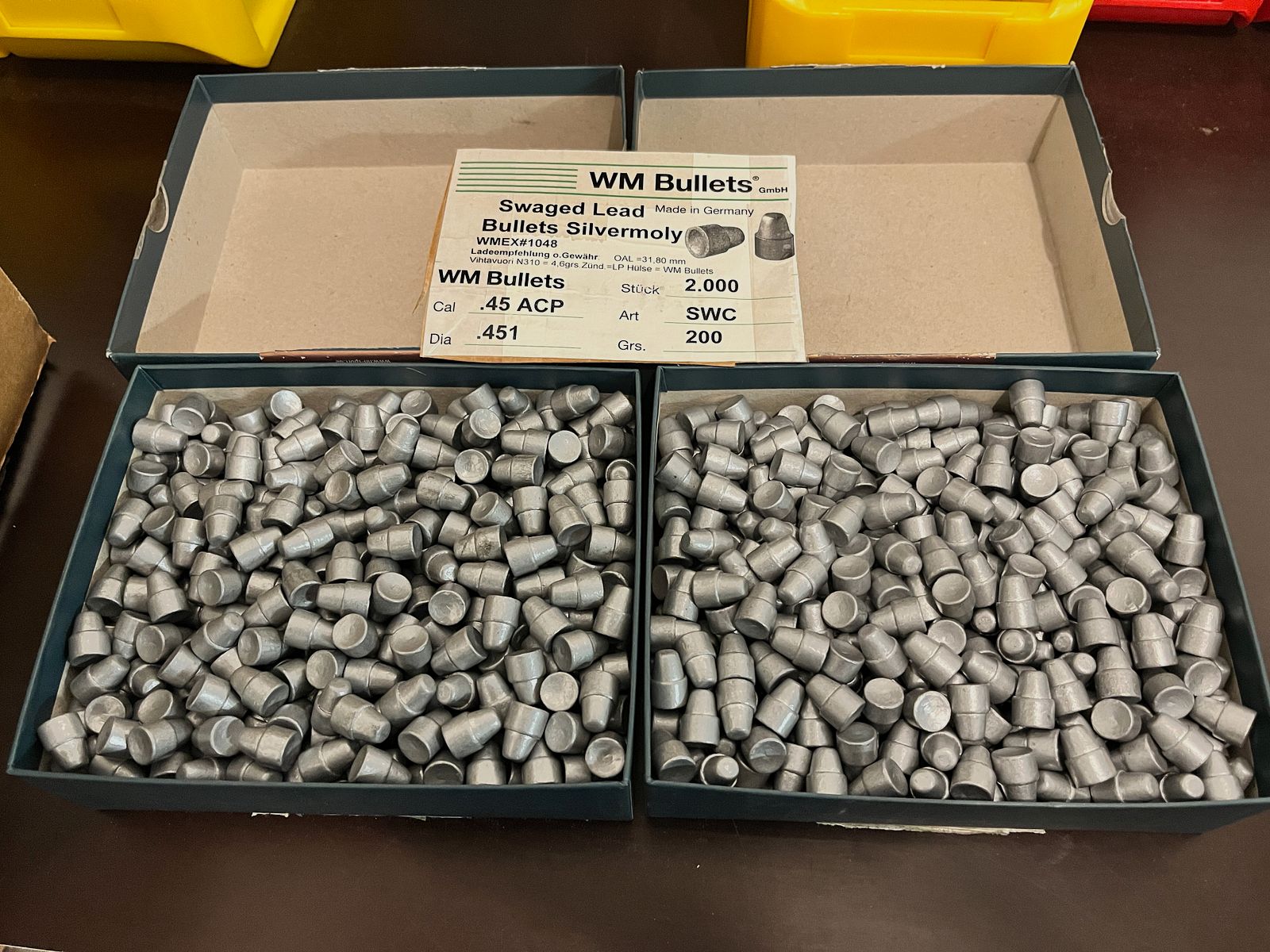1000 Stück Geschosse 45 ACP WM Bullet SWC mit Silvermoly-Beschichtung