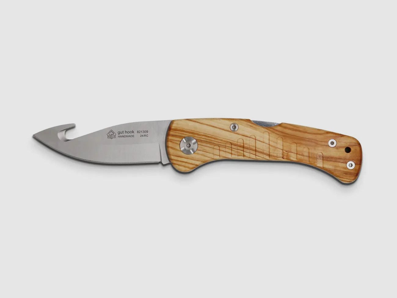 PUMA IP hunting pocket knife with good hook, olive wood