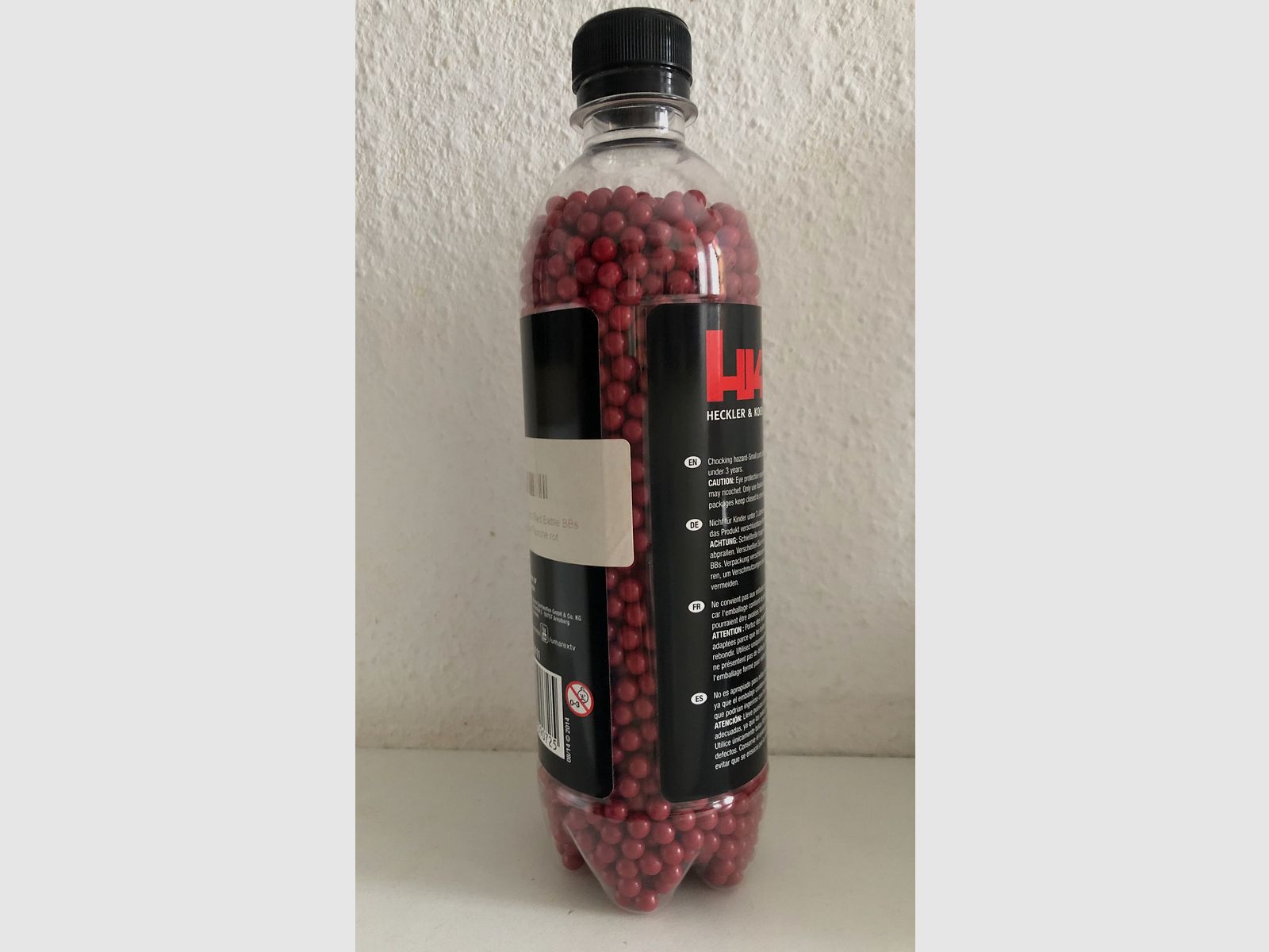 Heckler & Koch, Red Battle BBs, bottle, 0.25 g, opened almost full bottle (2700 pieces content), airsoft