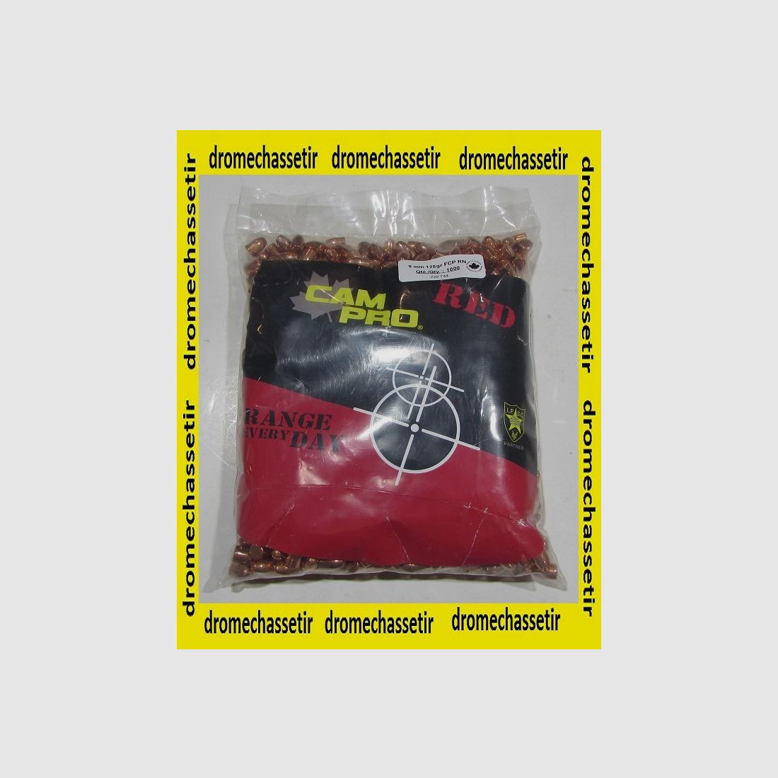Sachet mit 1000 Geschossen Cam-pro, 9mm (0.355&Prime;), 125 grains, Rundkopf rot