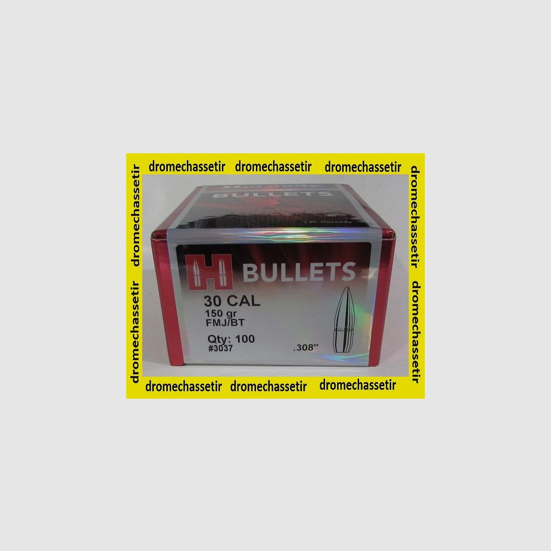 Box 100 Geschosse Hornady, Kal. 30, 150 grains FMJBT mit Crimpung, Ref 3037