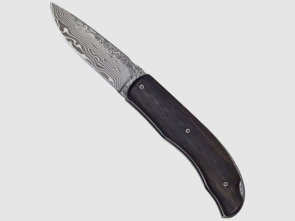 Taschenmesser Damastmesser Filework Ebenholzgriff  §42a konform legal führen